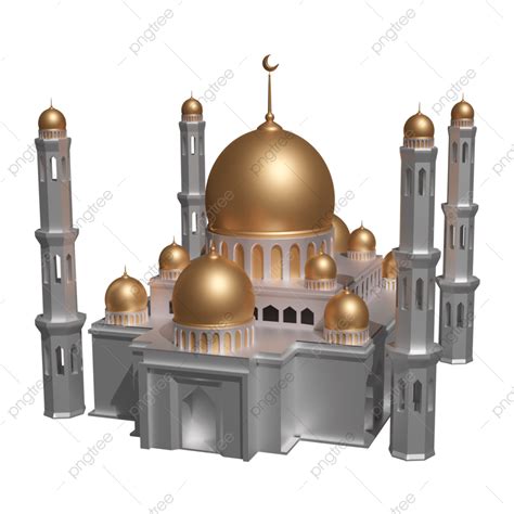 Masjid Islam Emas 3d Realistis Masjid Islam Gambar Masjid Png