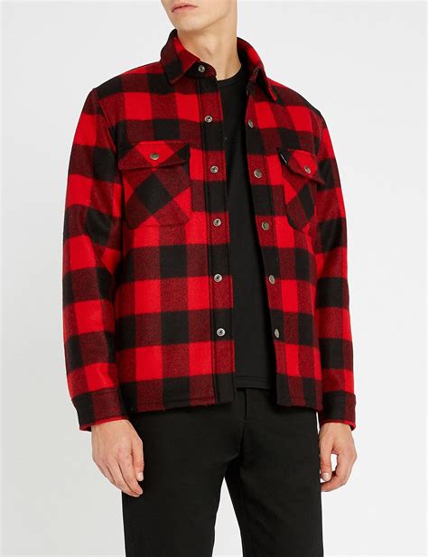 Sandro Lumberjack Checked Wool-blend Jacket in Red for Men | Lyst