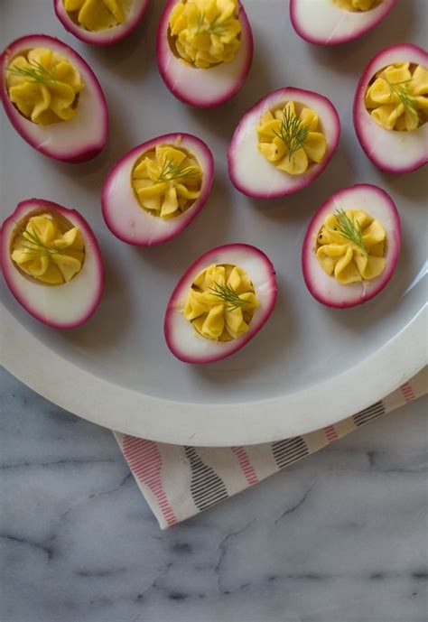 Beet Pickled Deviled Eggs - A Cozy Kitchen