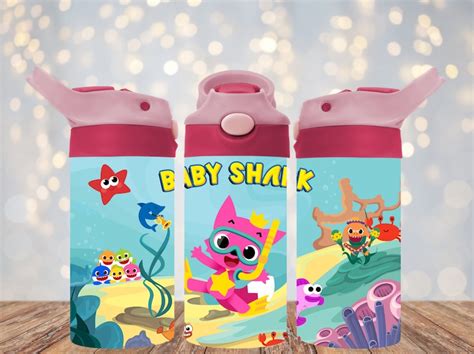 Pink Baby Shark Print 12oz Kids Tumbler Wrap Sublimation Design - Etsy