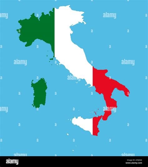 Map of Italy in national flag colors. Map illustration of European ...