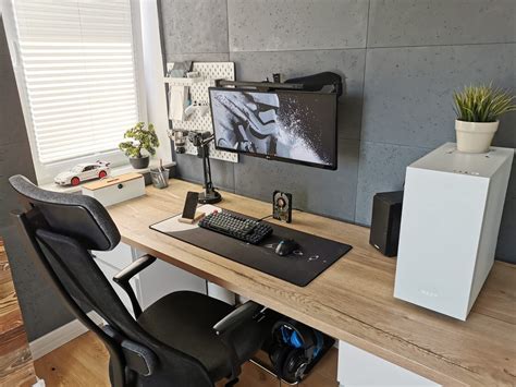 IKEA Desk Setup with Concrete Panels