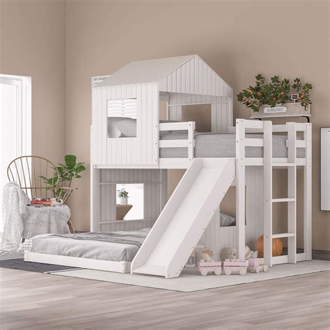 White Twin Loft Bed with Slide and Roof - Perfect Australia | Ubuy