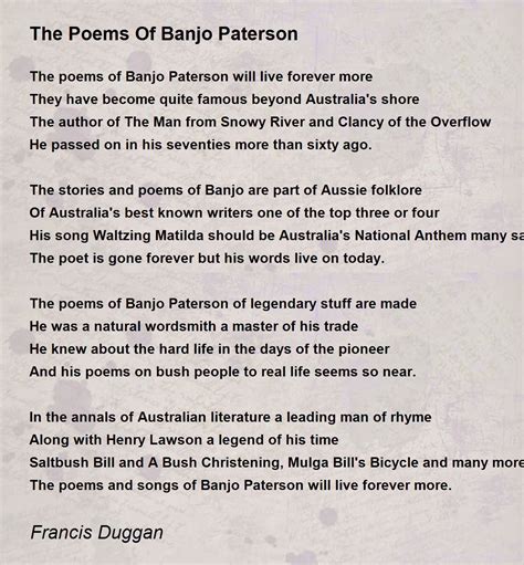 The Poems Of Banjo Paterson - The Poems Of Banjo Paterson Poem by ...