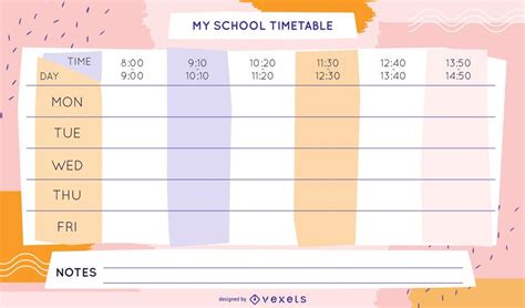 School Week Timetable Template Design #AD , #Ad, #Paid, #Week, #Design ...