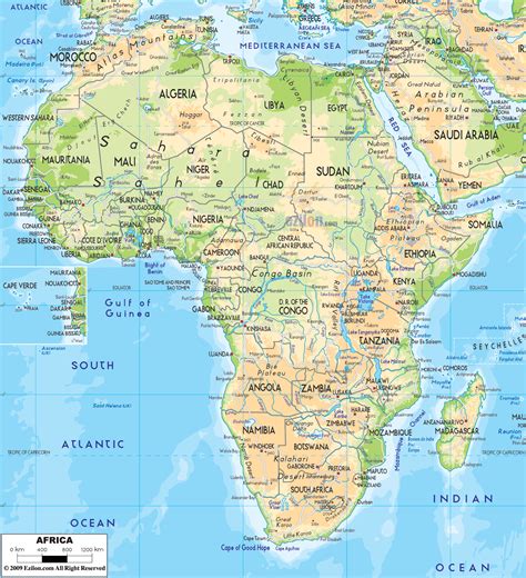 Africa Physical Map Labeled | Map Of Africa