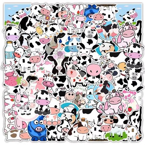 25 Vinyl Pink Cow Stickers Cow Print Assorted Pattern Etsy