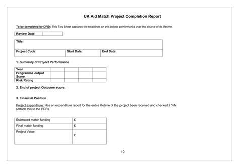 Project completion report template