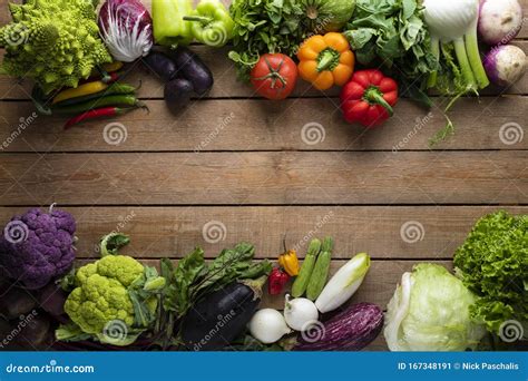 Healthy Food Vegetables On A Wooden Table Stock Image Image Of