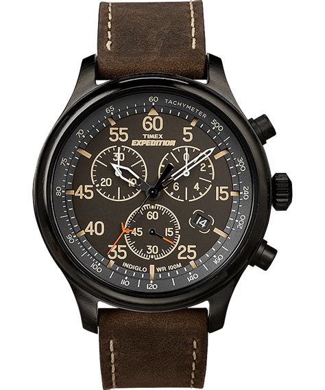 Expedition Field Chronograph 43mm Leather Watch | Timex