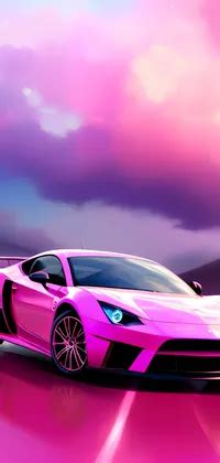 Super Pink Car in Pink Background Live Wallpaper - download