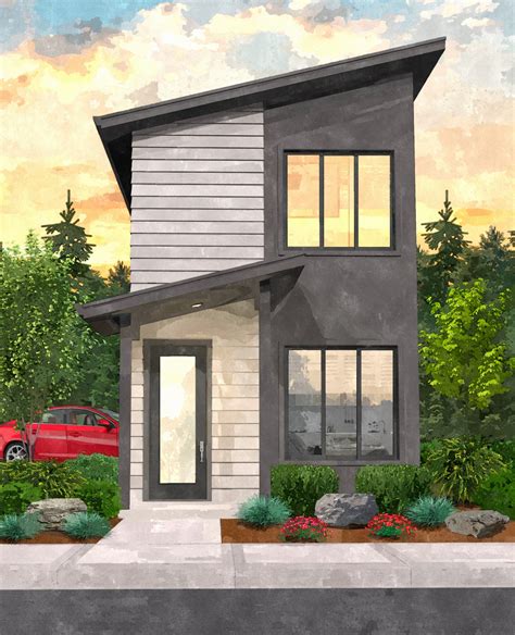 Arrow House Plan | A Modern Skinny Two Story Home Design - MM-1163