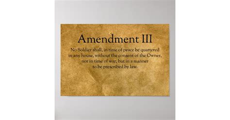 The Third Amendment to the U.S. Constitution Poster | Zazzle