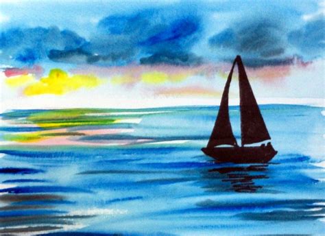 Amy Boucher Pye » Watercolor Wednesday: Sailing at Sunset