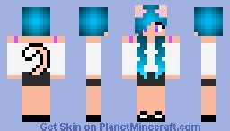 Blue Haired Cat Girl Minecraft Skin