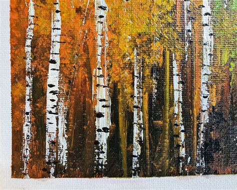 Autumn Forest Painting, Original Acrylic Painting on Canvas, Birch Tree ...