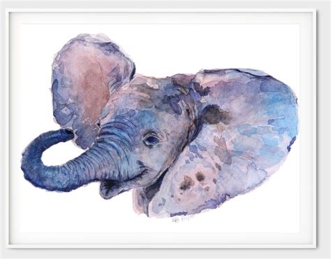 Baby Elephant, Baby Nursery, Watercolor Elephant, Baby Elephant Print ...