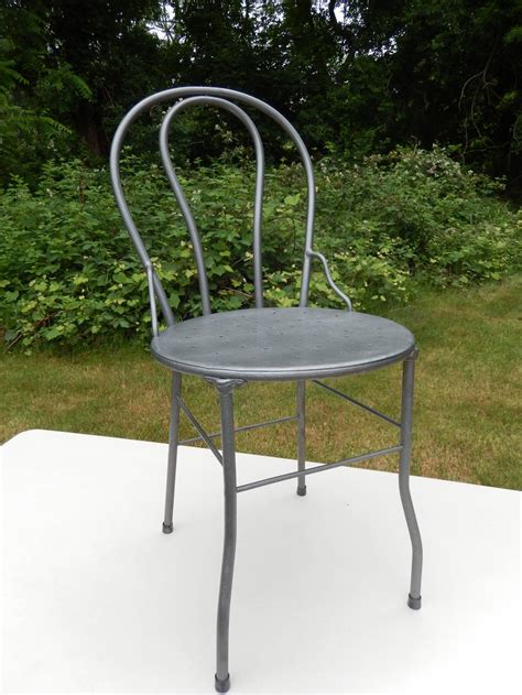 Six Midcentury Bistro Metal Chairs, Industrial at 1stDibs