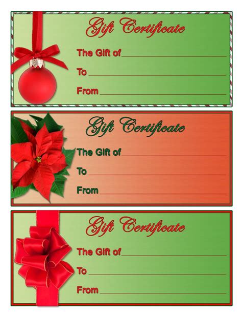 Christmas Gift Certificate Templates - Green and Red Download Fillable ...