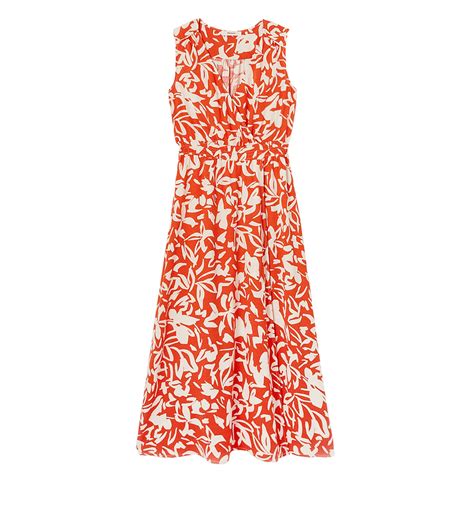 Long plain dress - Red print