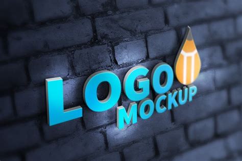 Plantilla gratis en PSD Realistic 3D Logo Mockup (PSD) | FreeImages