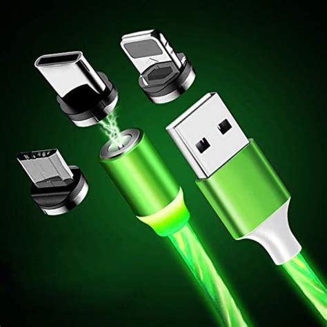 USB Magnetic Universal Charging Cable, 3 in 1 LED Flowing Light ...