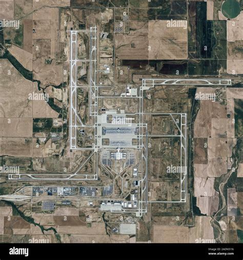 Denver International Airport. Satellite image of the runways and ...