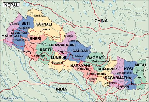 Printable Map Of Nepal