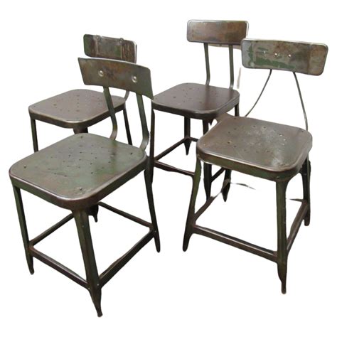 Black Metal Set of Four Folding Chairs at 1stDibs | black metal folding ...