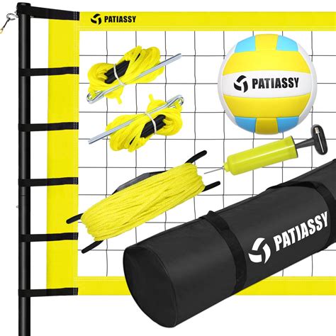 Professional Outdoor Volleyball Net Set with Adjustable Height Poles w ...