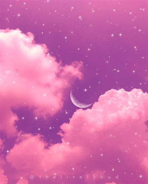 Background Aesthetic Pink Sky With Moon - dhaverkate