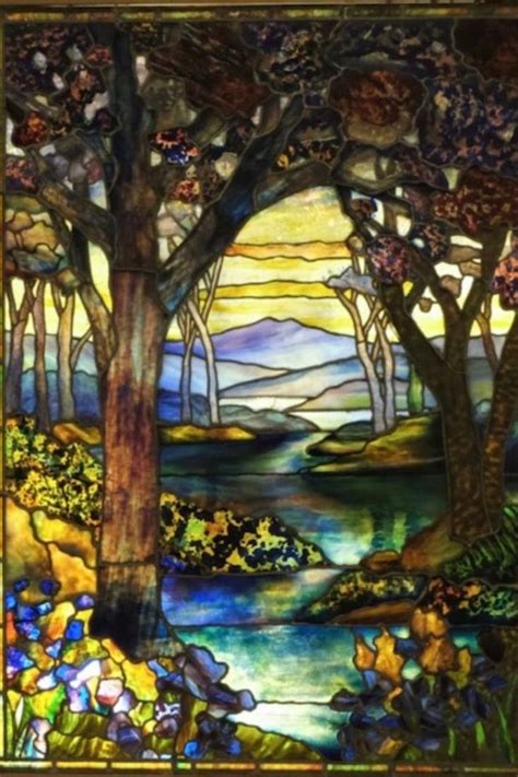 1915 Tiffany Studios Art Nouveau "river Of Life" Window Auction