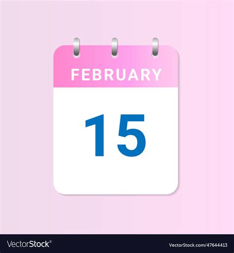 Day of 15th february daily calendar of february Vector Image