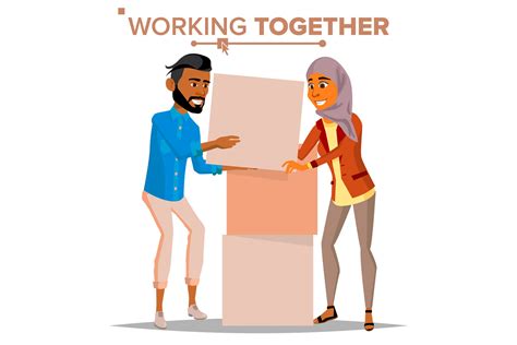 Working Together Concept Vector. Businessman And Business Woman ...