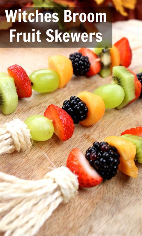 WITCHES BROOM FRUIT SKEWERS FOR HALLOWEEN | Fruit skewers, Healthy ...