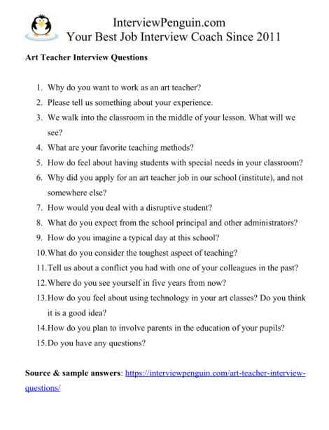 15 Art Teacher Interview Questions & Answers [2022 edition]