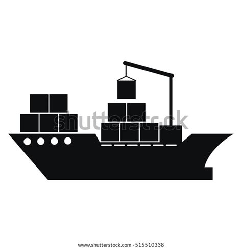 Cargo Ship Silhouette Icon Stock Vector (Royalty Free) 515510338