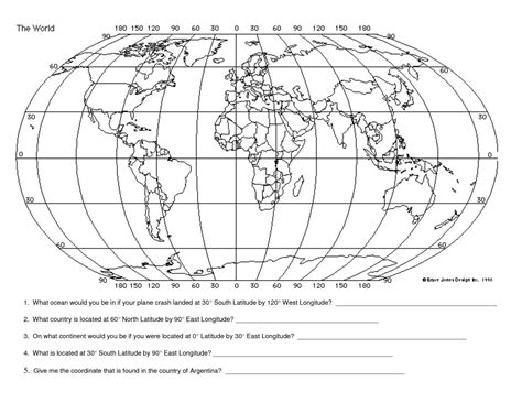 Longitude & Latitude Worksheets