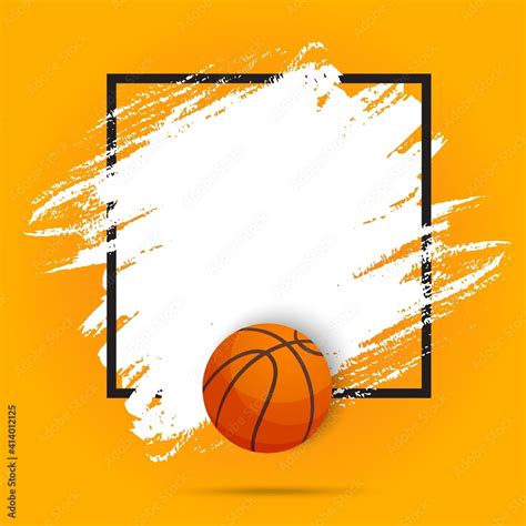 Basketball sport ball flyer or poster background, vector paint brush ...