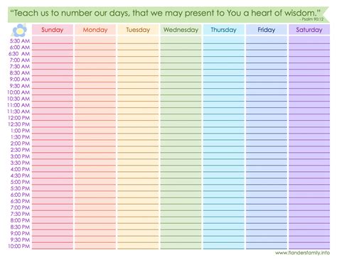 Free Printable Weekly Schedule Template