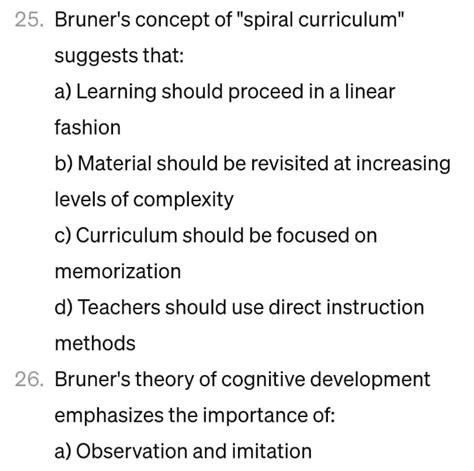 Solved Bruner's concept of "spiral curriculum" suggests | Chegg.com