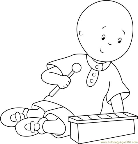 Caillou Playing Game Coloring Page for Kids - Free Caillou Printable ...