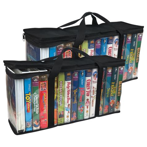 Evelots 2 Pack VHS Storage Bag-Movie Organizer-Video Tape-Handles-Hold ...