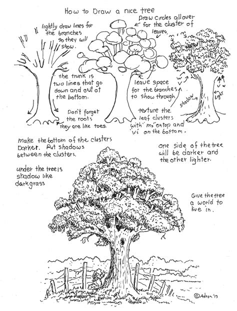 How to Draw Worksheets for The Young Artist: How To Draw A Nice Tree ...