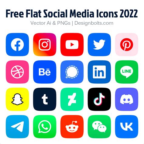 Round Flat Social Media Icons