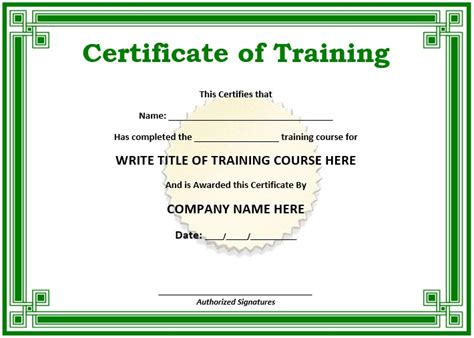 11 Free Sample Training Certificate Templates - Printable Samples