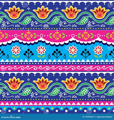 Pakistani Truck Art Vector Seamless Design, Indian Truck Floral Pattern ...