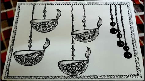 Mandala Art Of Diwali Diya | Simple Mandala Art | How to draw Mandala ...