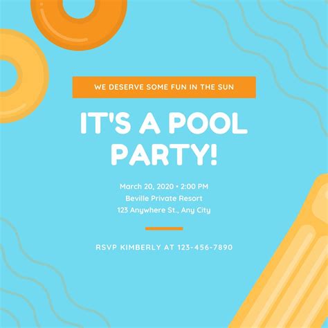 Free printable, customizable pool party invitation templates | Canva