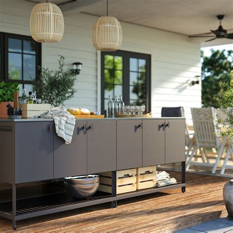 BÅTSKÄR outdoor kitchen island, outdoor/dark gray, 941/2x471/4" - IKEA